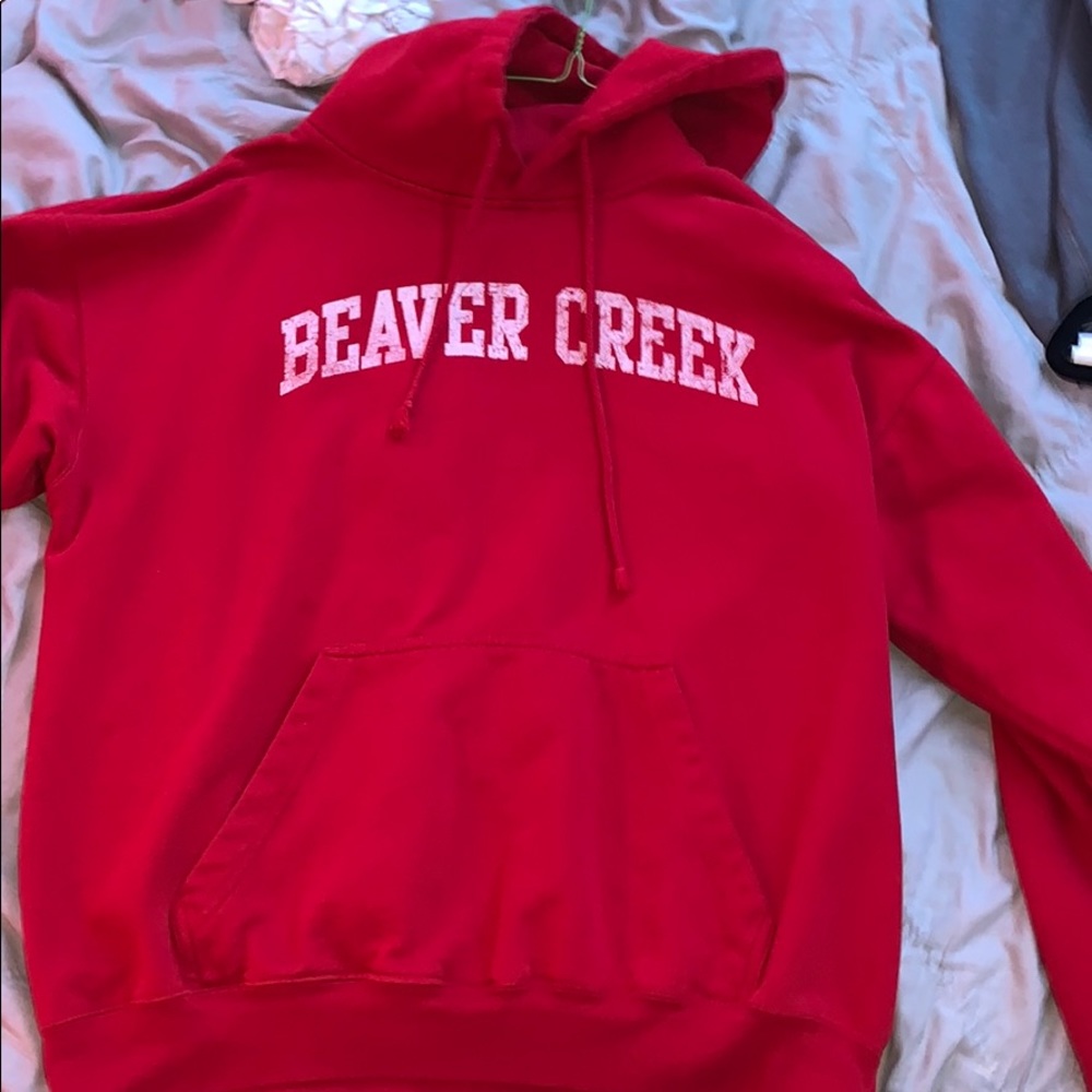 red sweatshirt